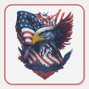 USA Art Eagle Red White Blue Patriotism Freedom  Square Sticker