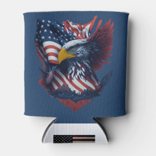 USA Art Freedom Patriotism Eagle Red White Blue Can Cooler