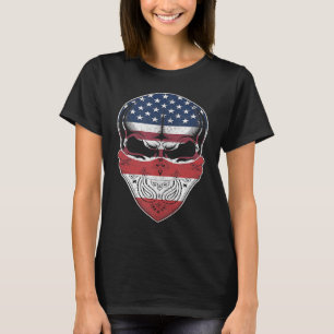 USA Austria Roots Austrian American Flag Skull Ta T-Shirt