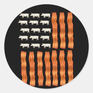 USA Bacon Flag Pig Vintage Classic Round Sticker