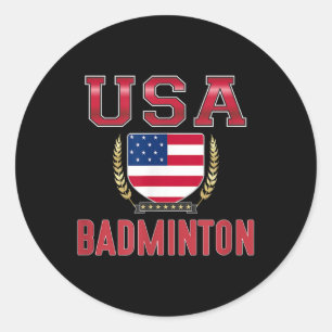 Usa Badminton - Classic Round Sticker