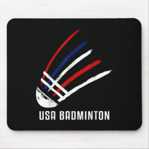 Usa Badminton Shuttle Red White Blue Mouse Pad