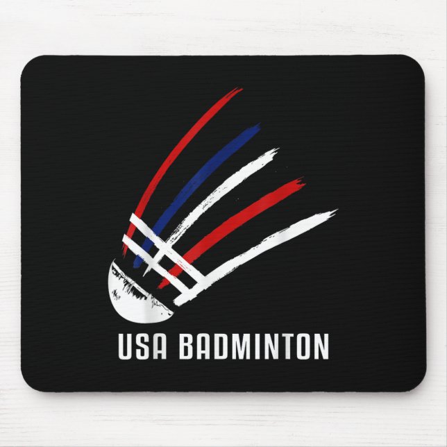 Usa Badminton Shuttle Red White Blue  Mouse Pad (Front)