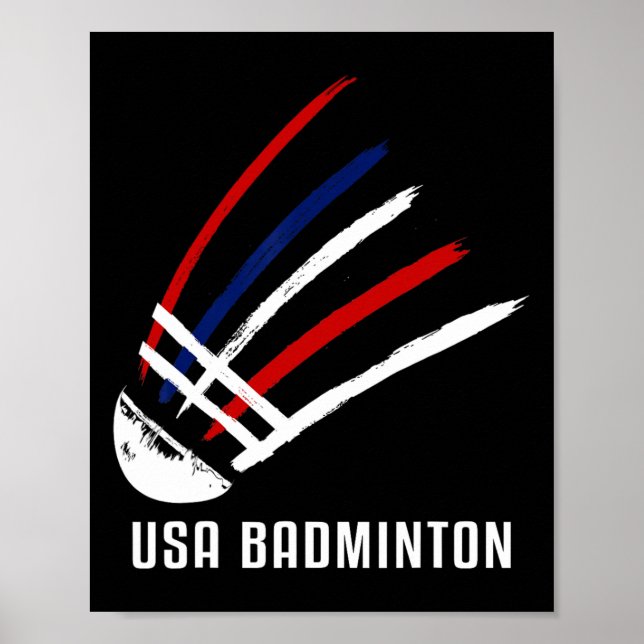 Usa Badminton Shuttle Red White Blue  Poster (Front)