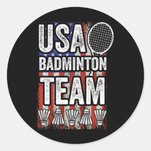 Usa Badminton Team American Flag Funny Badminton F Classic Round Sticker