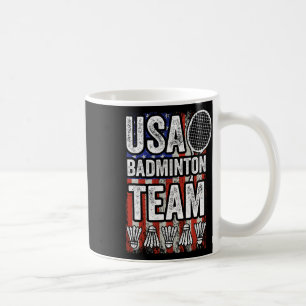 Usa Badminton Team American Flag Funny Badminton F Coffee Mug