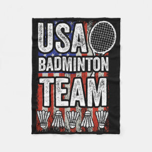 Usa Badminton Team American Flag Funny Badminton F Fleece Blanket