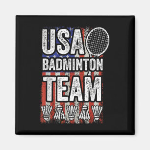 Usa Badminton Team American Flag Funny Badminton F Magnet