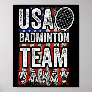 Usa Badminton Team American Flag Funny Badminton F Poster
