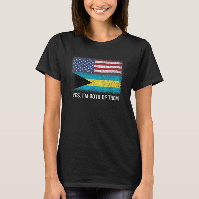 Usa Bahamas Bahamian American Flag Dual Citizen Ci T-Shirt (Front)