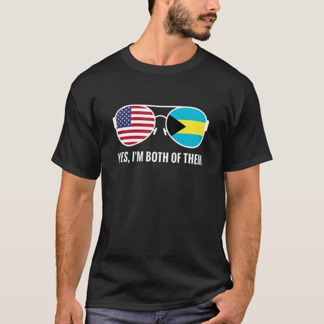 Usa Bahamas Flag Sunglasses Bahamian Americans T-Shirt (Front)