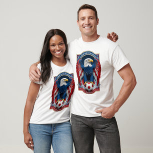 USA Bald Eagle Emblem American Flag Soccer Gift T-Shirt