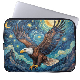 USA Bald Eagle in Starry Night Van Gogh style Laptop Sleeve
