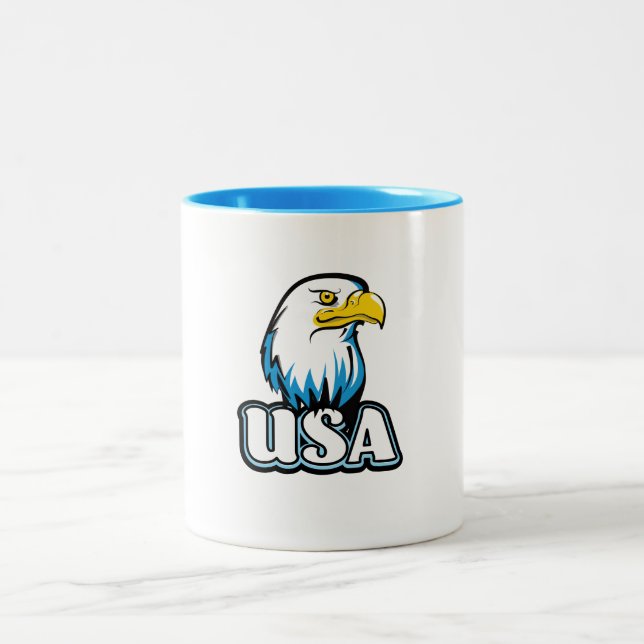 USA Bald Eagle (limited Blue edition) Two-Tone Coffee Mug (Center)