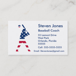 USA Baseball player American flag Business Card