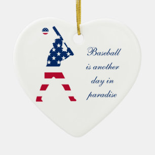 USA Baseball player American flag Ceramic Ornament
