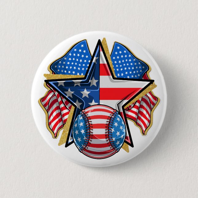 USA  Baseball Softball 6 Cm Round Badge (Front)