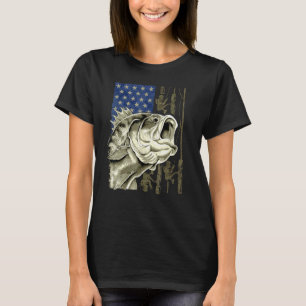 Usa Bass Fishing American Camo Flag Bass Fisherman T-Shirt