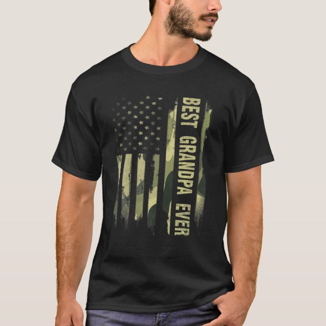 USA Best Grandpa Ever American Flag Camo Father's T-Shirt (Front)
