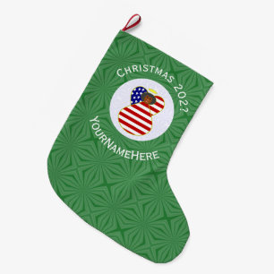 USA Black Angel Christmas Flag Personalised Large Christmas Stocking