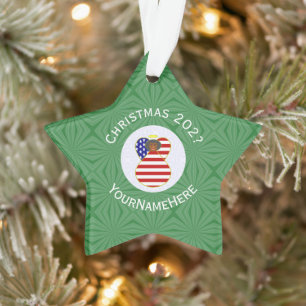 USA Black Angel Christmas Flag Personalised  Ornament