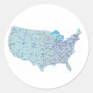 USA  Blue Map Sticker