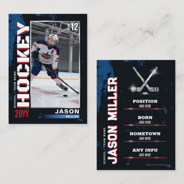 USA Blue Red Hockey Trading Card Hockey Gifts (Front/Back)