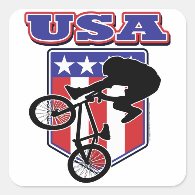 USA-BMX Biker Square Sticker (Front)