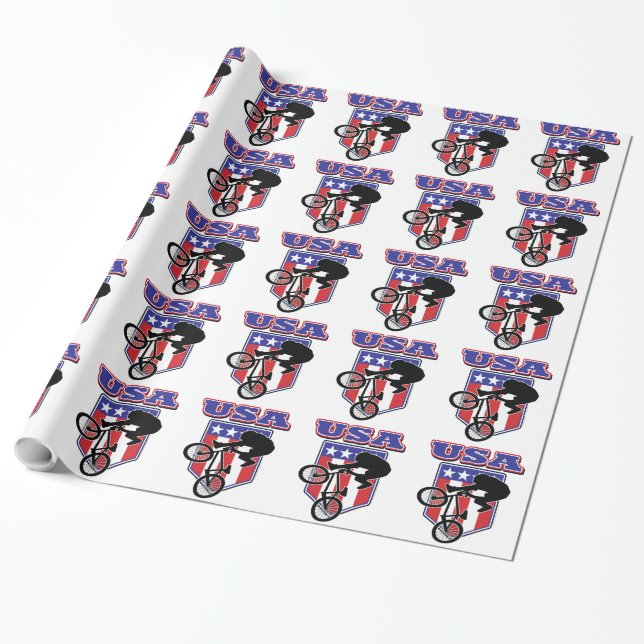 USA BMX Biker Wrapping Paper (Unrolled)