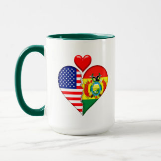 USA Bolivia Heart flags Hispanic Heritages Mug