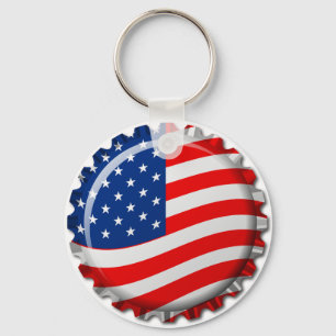 USA Bottle Cap Key Ring
