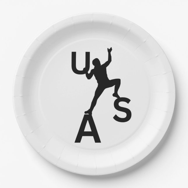 USA bouldering Paper Plate (Front)