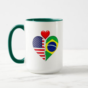 USA Brazil Heart flags Hispanic Heritages  Mug