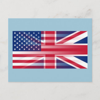 USA BRITISH FLAG POSTCARD