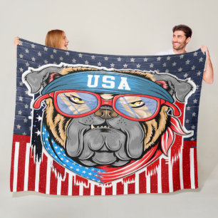 USA Bulldog Fleece Blanket
