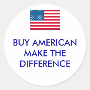 usa, BUY AMERICANMAKE THE DIFFERENCE Classic Round Sticker