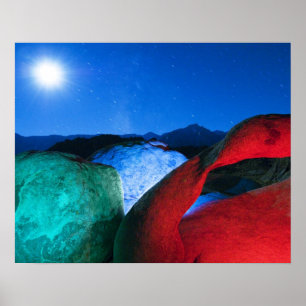 USA, California, Alabama Hills, Night photo of Poster