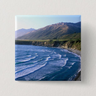USA, California, Big Sur, bay along Highway 1. 15 Cm Square Badge