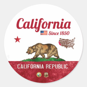 " USA: California ... Classic Round Sticker