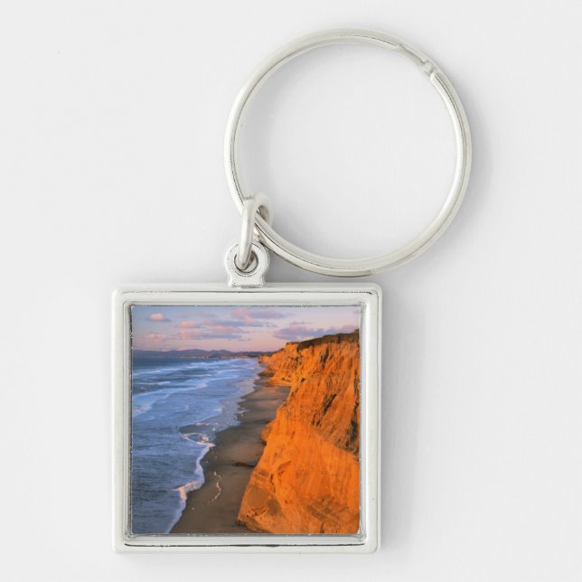 USA, California, Cliffs At Pescadero State Beach Key Ring (Front)