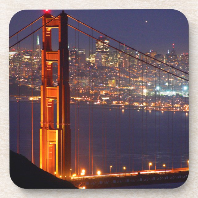 USA, California. Golden Gate Bridge At Night Coaster (Front)