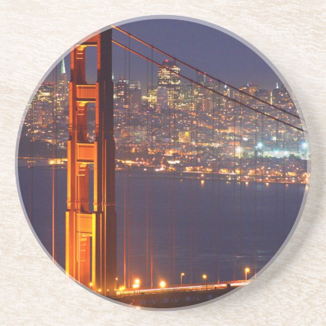 USA, California. Golden Gate Bridge At Night Coaster (Front)