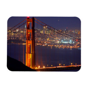 USA, California. Golden Gate Bridge At Night Magnet