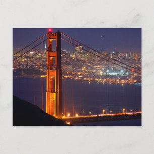 USA, California. Golden Gate Bridge At Night Postcard