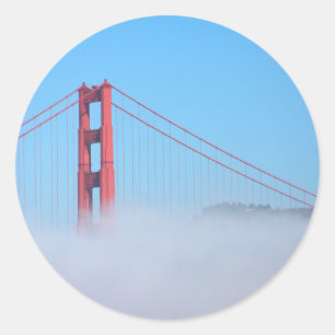USA, California. Golden Gate Bridge In Morning Classic Round Sticker