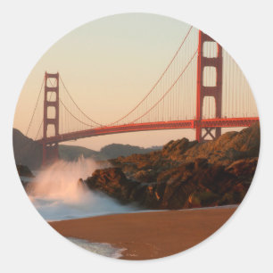 USA, California. Golden Gate Bridge View Classic Round Sticker