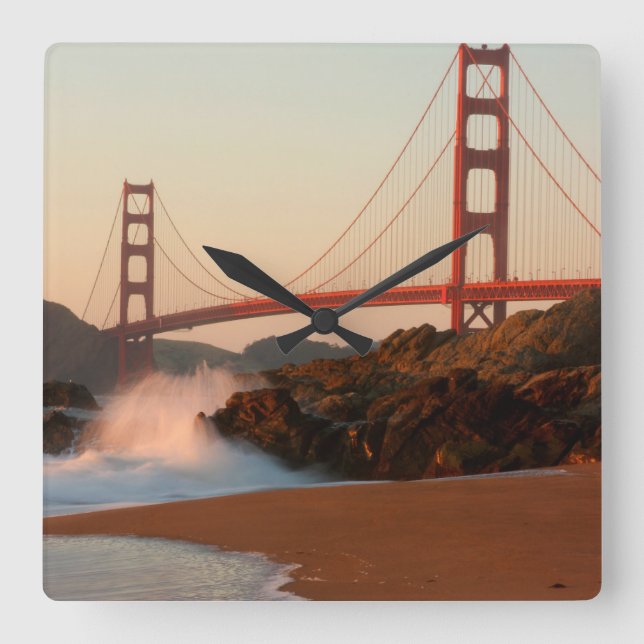 USA, California. Golden Gate Bridge View Square Wall Clock (Front)
