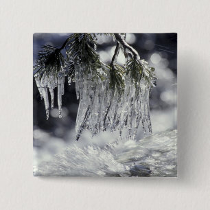 USA, California, Lake Tahoe. Icicles over 15 Cm Square Badge