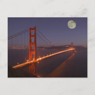 USA, California, Marin. Moonrise above the Postcard