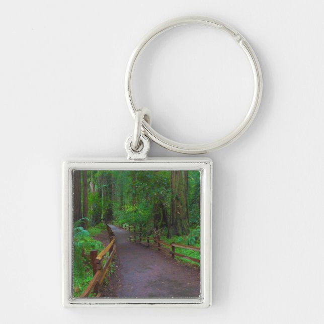 USA, California. Path Among Redwoods Key Ring (Front)